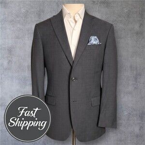 HART SHAFFNER MARX Mens Blazer 44L Sport Coat 2-Button Jacket Gray Wool Suits